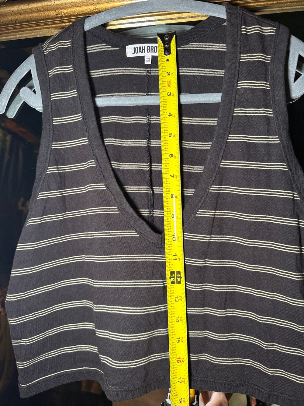 Joah Brown Striped V-Neck Crop Tank - Picture 5 of 5